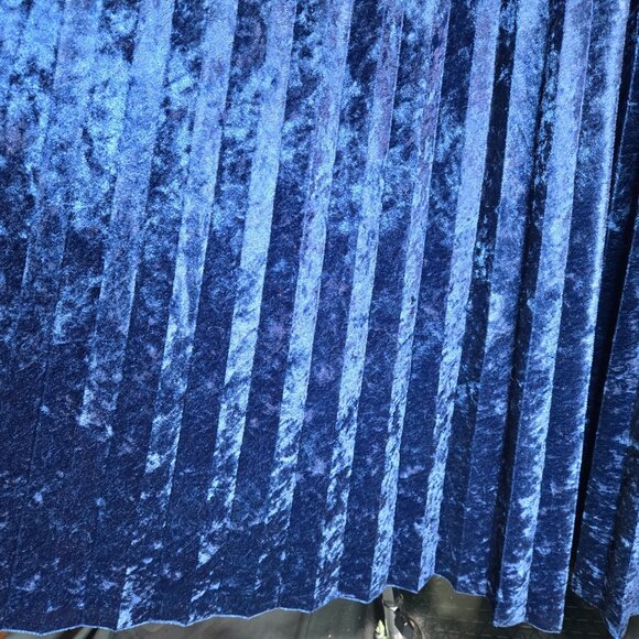 Vintage Linda Lundstrom Blue Crushed Velvet Maxi Swing Skirt Size S Pleated Boho - Picture 5 of 10